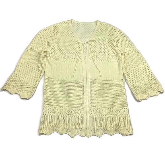 Loose Knit Tie Front Lightweight Long Cardigan Sweater 0XL - Picture 1 of 6